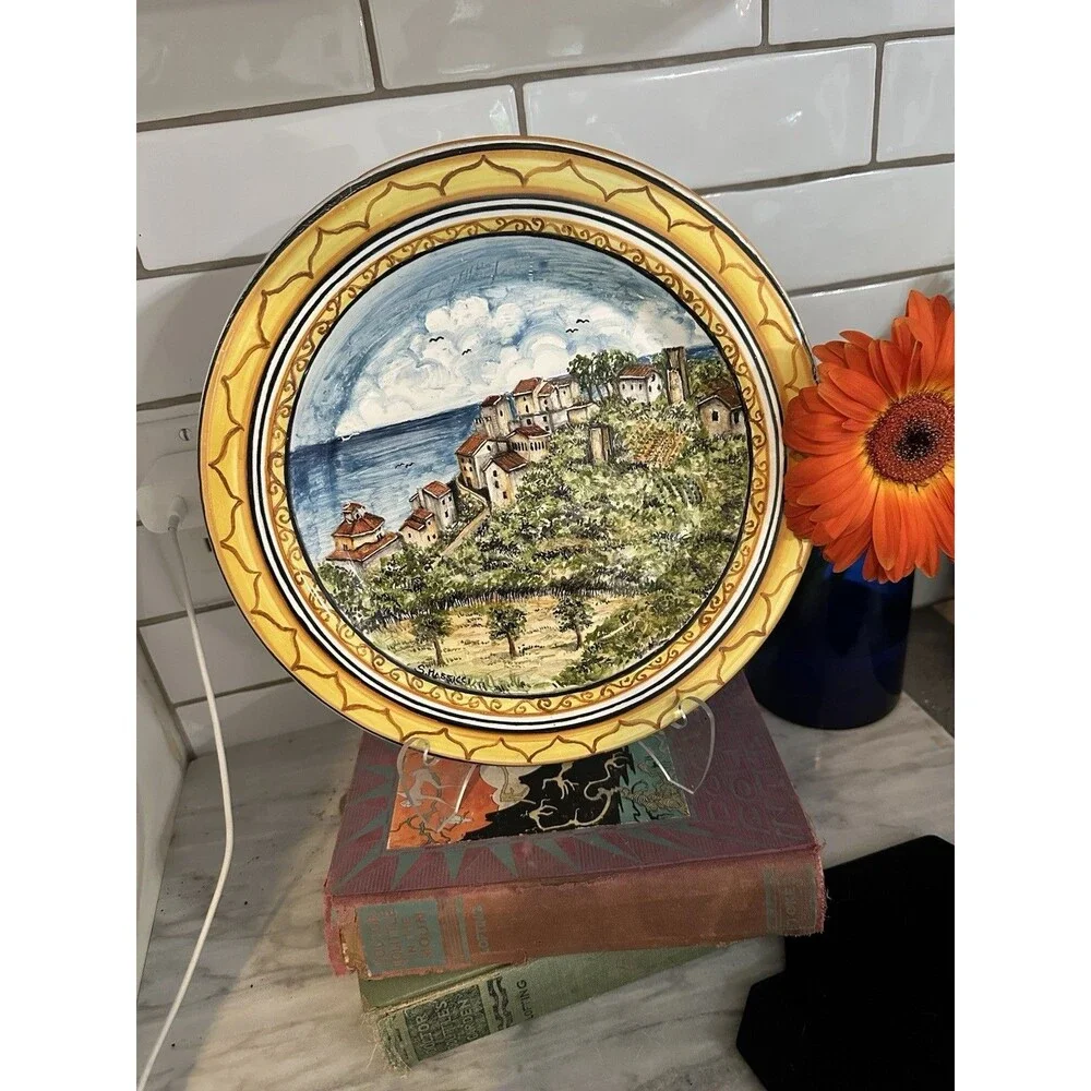 Vietri Pottery 10” Wall Plate Sorrento Scenery Landscape Hand painted Italy